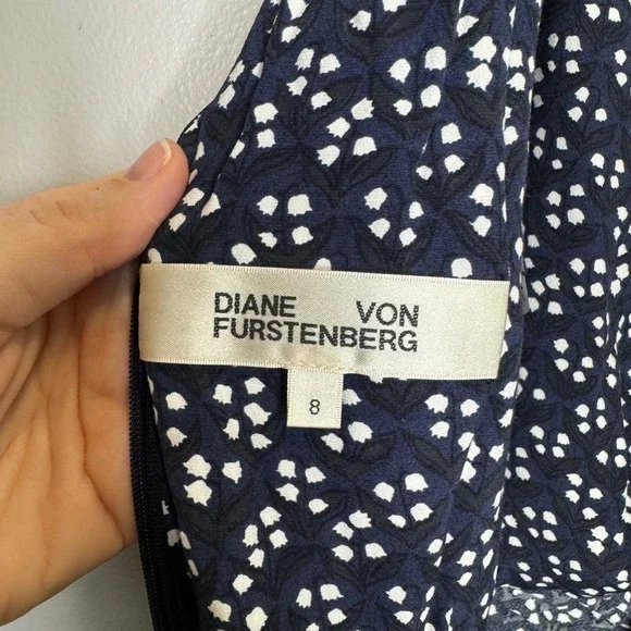 Diane Von Furstenberg Emma Crepe-Blend Midi Dress Size 8 Tie Shoulder Sleeveless - Picture 11 of 11